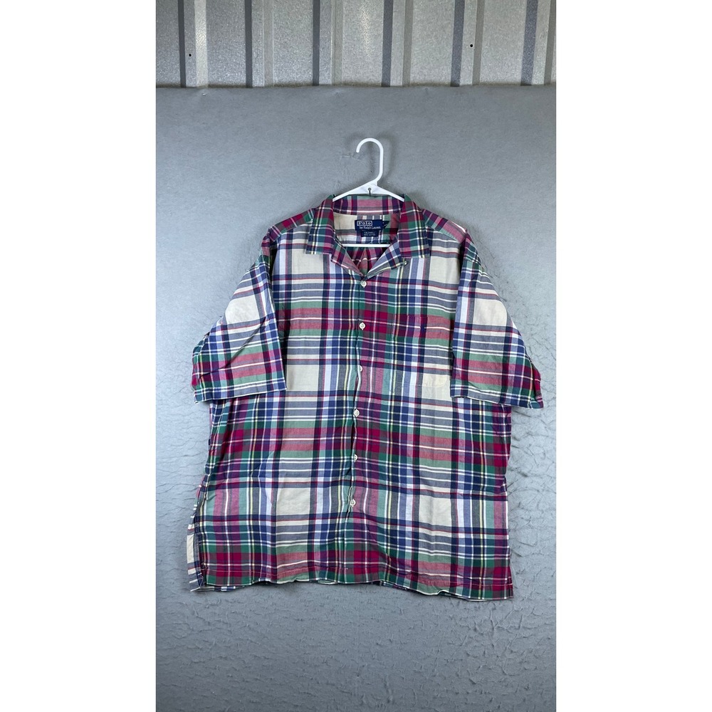 Polo Ralph Lauren Caldwell Shirt Mens XL Multi Plaid Excellent Short Sleeve Camp